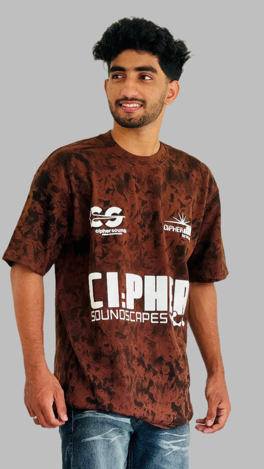OVER-SIZED DARK COFFEE T-SHIRT ACID WASH
